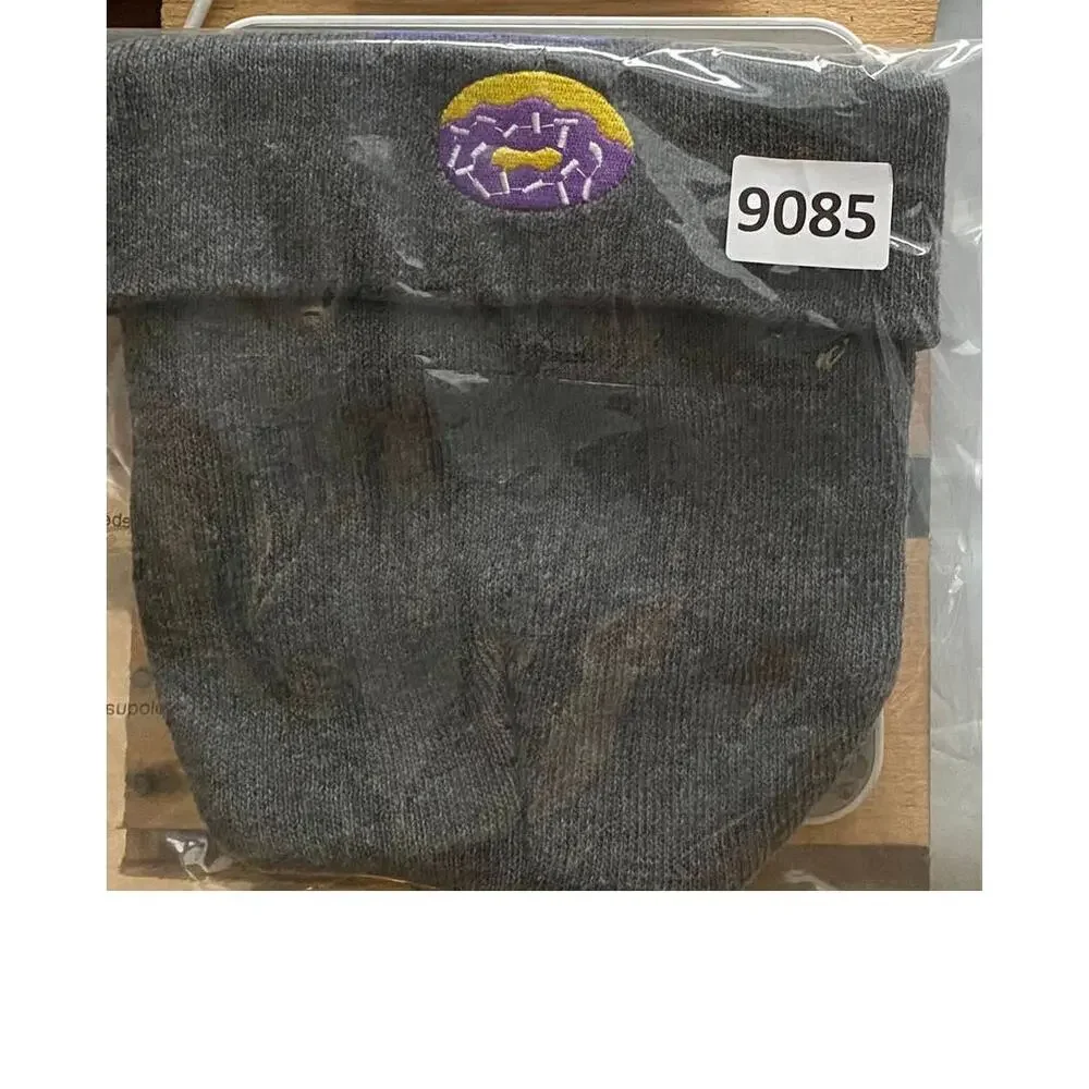 GERTEX Unisex Adult Donut Embroidered Patch Gray Beanie ONE SIZE